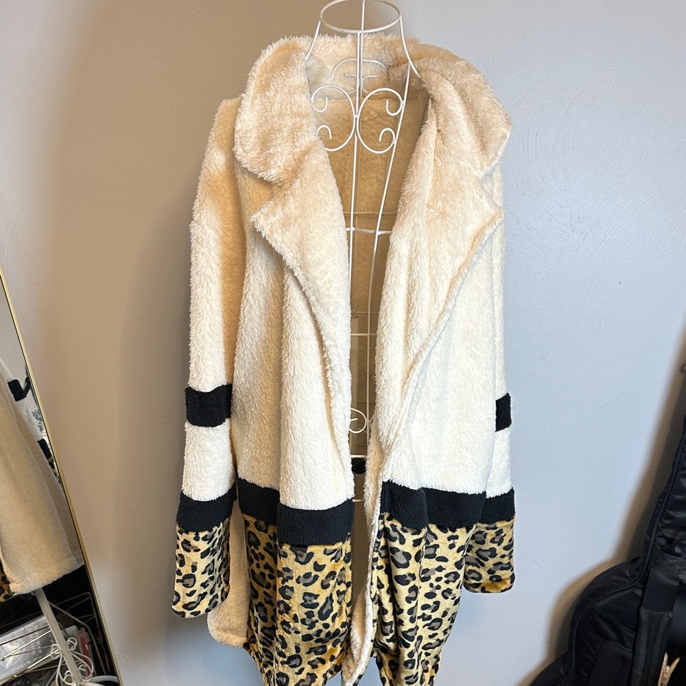 Leopard Print Cream and Black Women's Shacket coat/cardigan